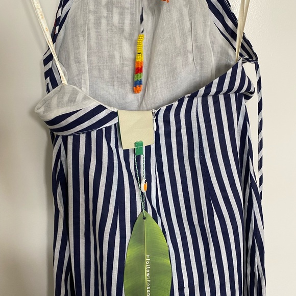 Embroidered Appliqué Farm Rio Striped Midi Dress - Picture 7 of 13